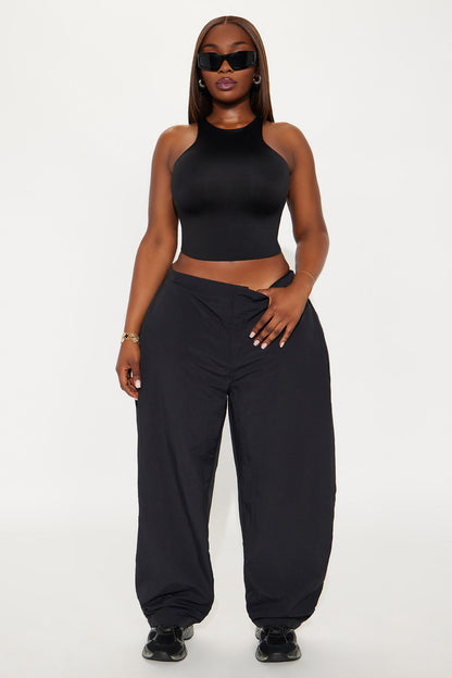 Nylon Windbreaker Pant - Black