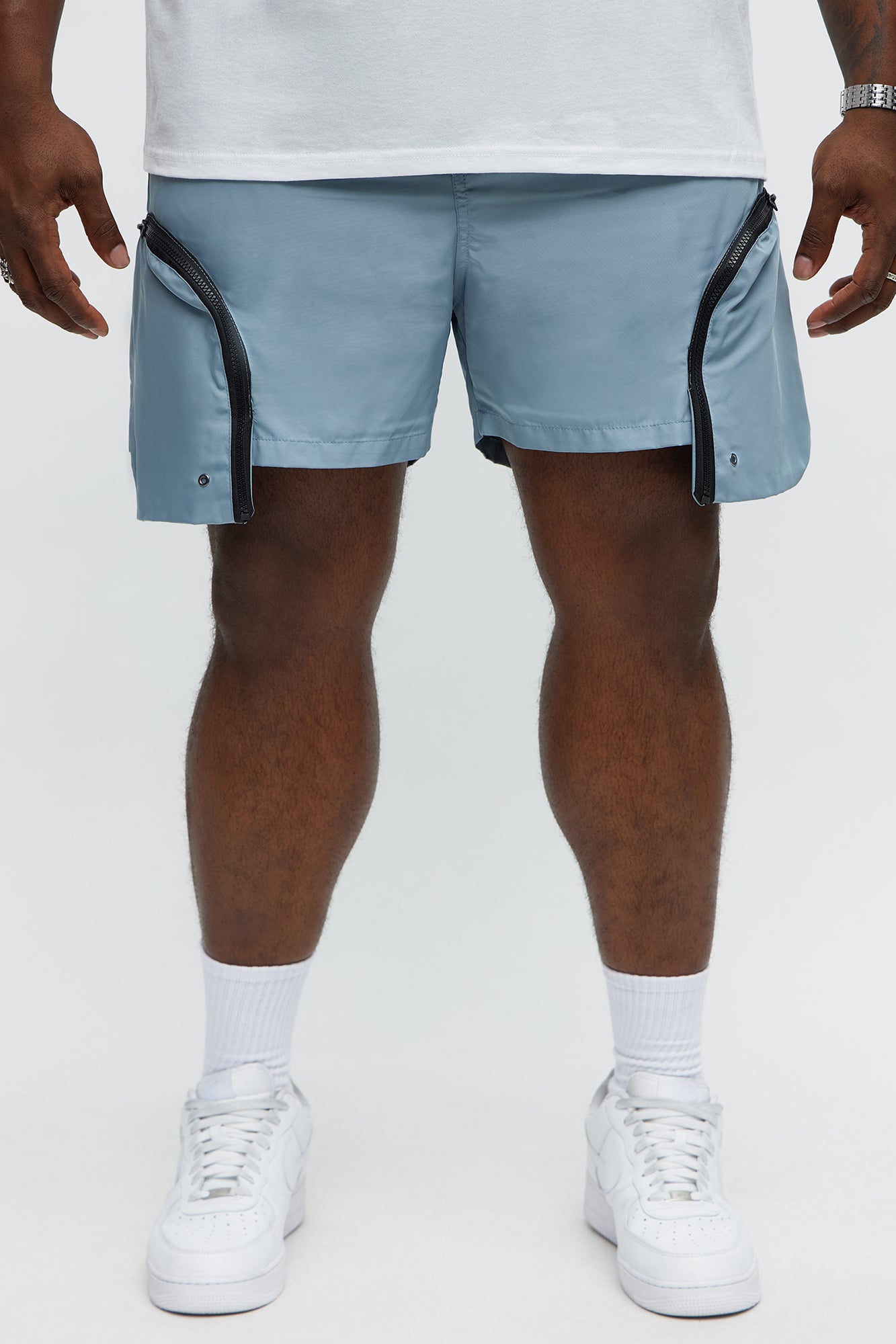 Cargo Pockets Relaxed Drawstring Shorts - Blue