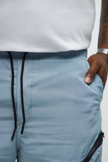 Cargo Pockets Relaxed Drawstring Shorts - Blue