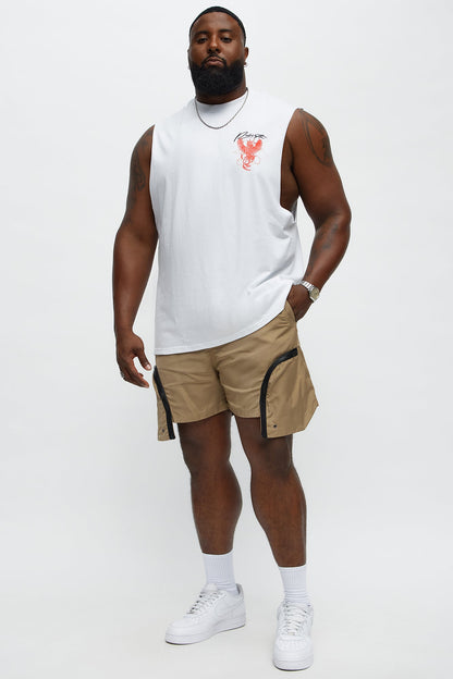 Cargo Pockets Relaxed Drawstring Shorts - Taupe