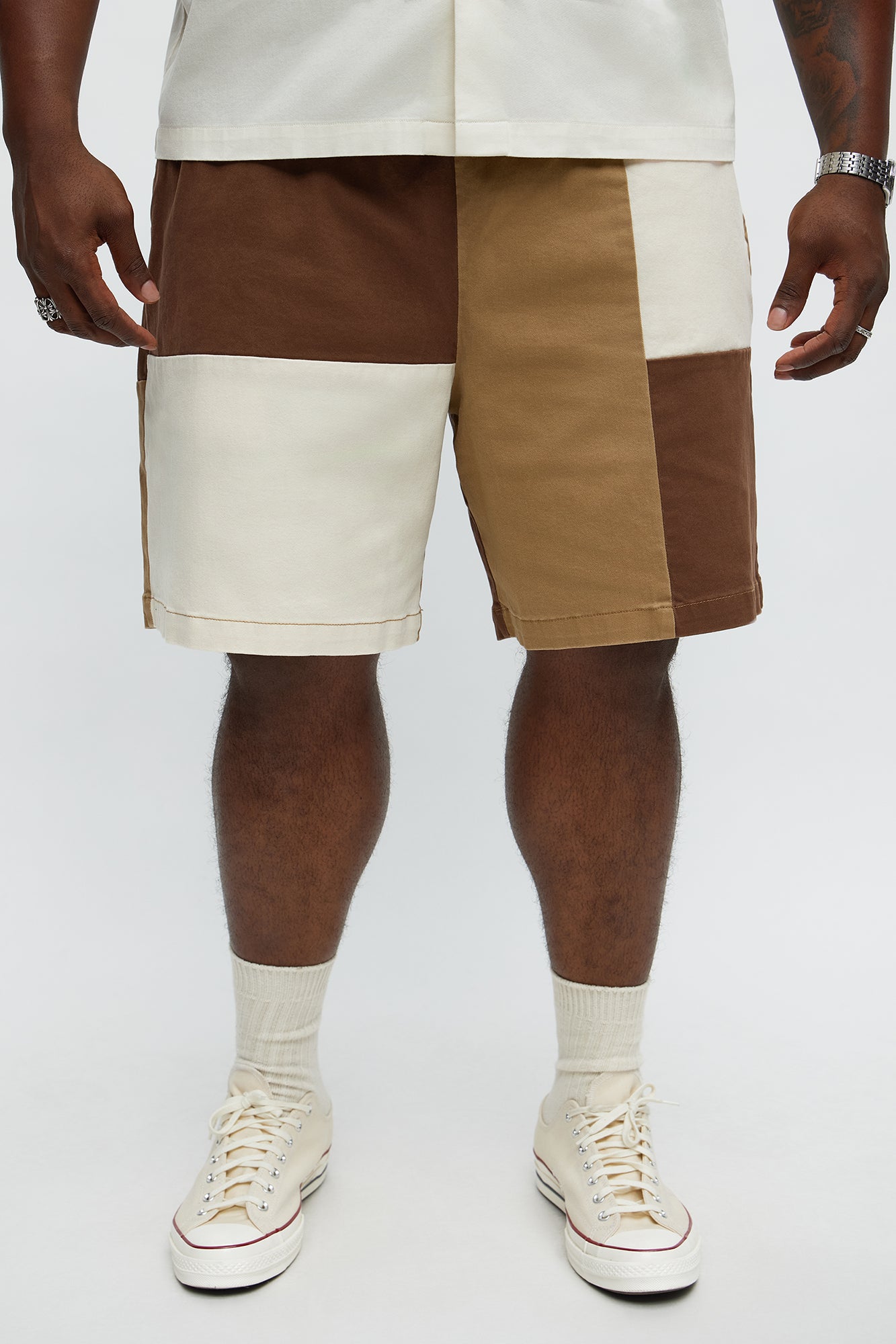 Blocked Again Shorts - Brown Combo