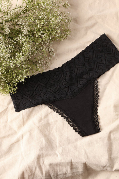 Like Magic Lace Thong Panty I - Black