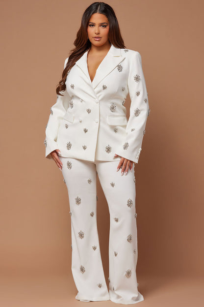 Verona Embellished Pant - White