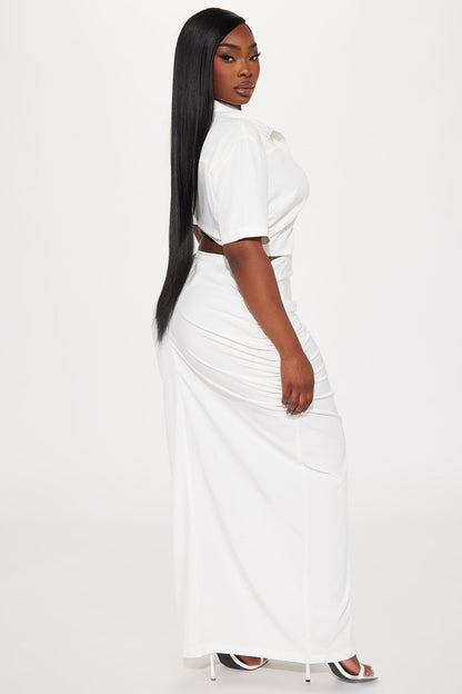 Jennifer Collared Maxi Dress - White