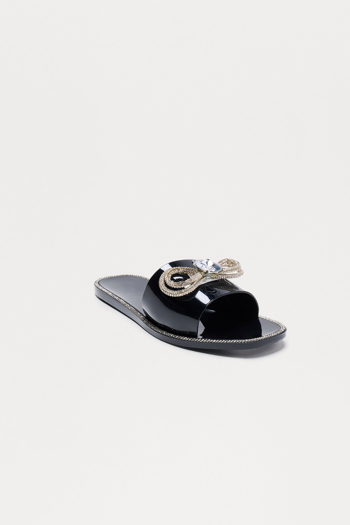 Caia Rhinestone Bow Sandals - Black
