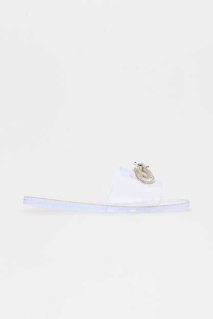 Caia Rhinestone Bow Sandals - Clear