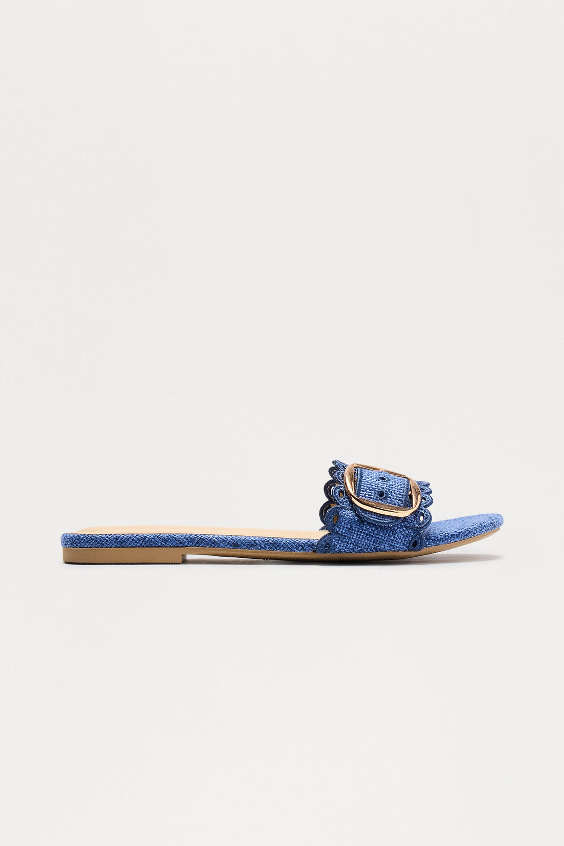 Nuala Buckle Slip On Sandals - Denim