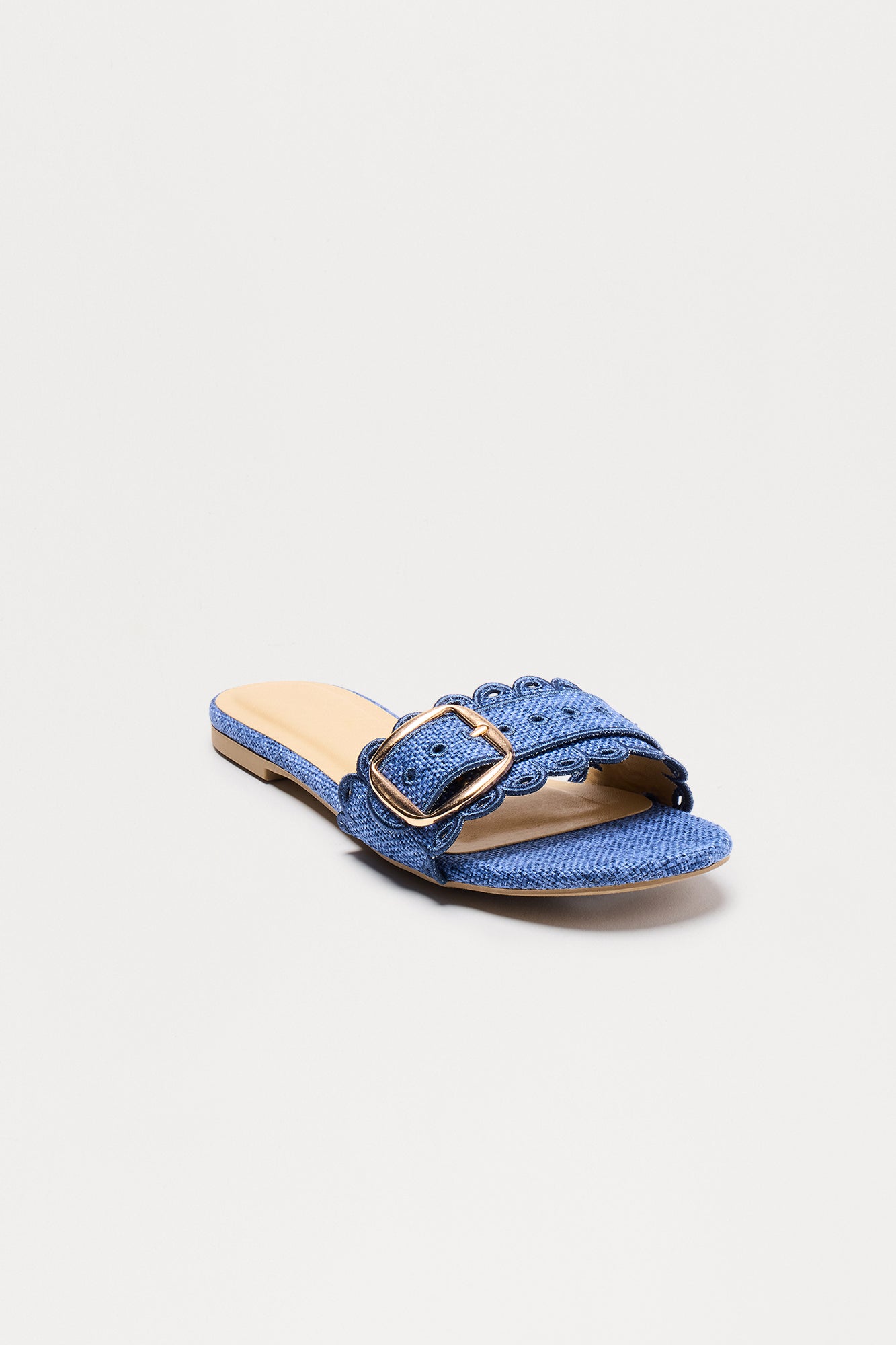 Nuala Buckle Slip On Sandals - Denim