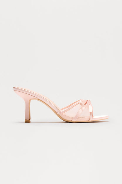 Devotion Mesh Bow Mules - Blush