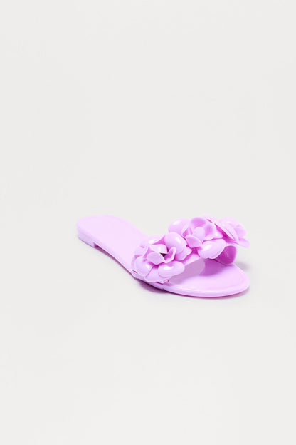 Bryna Flower Slip On Sandals - Lavender