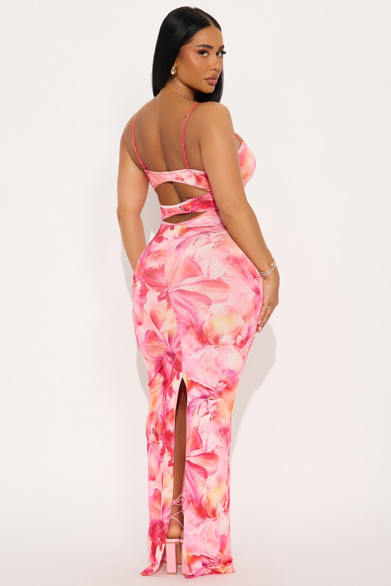 Nathalia Floral Maxi Dress Set - Pink/combo