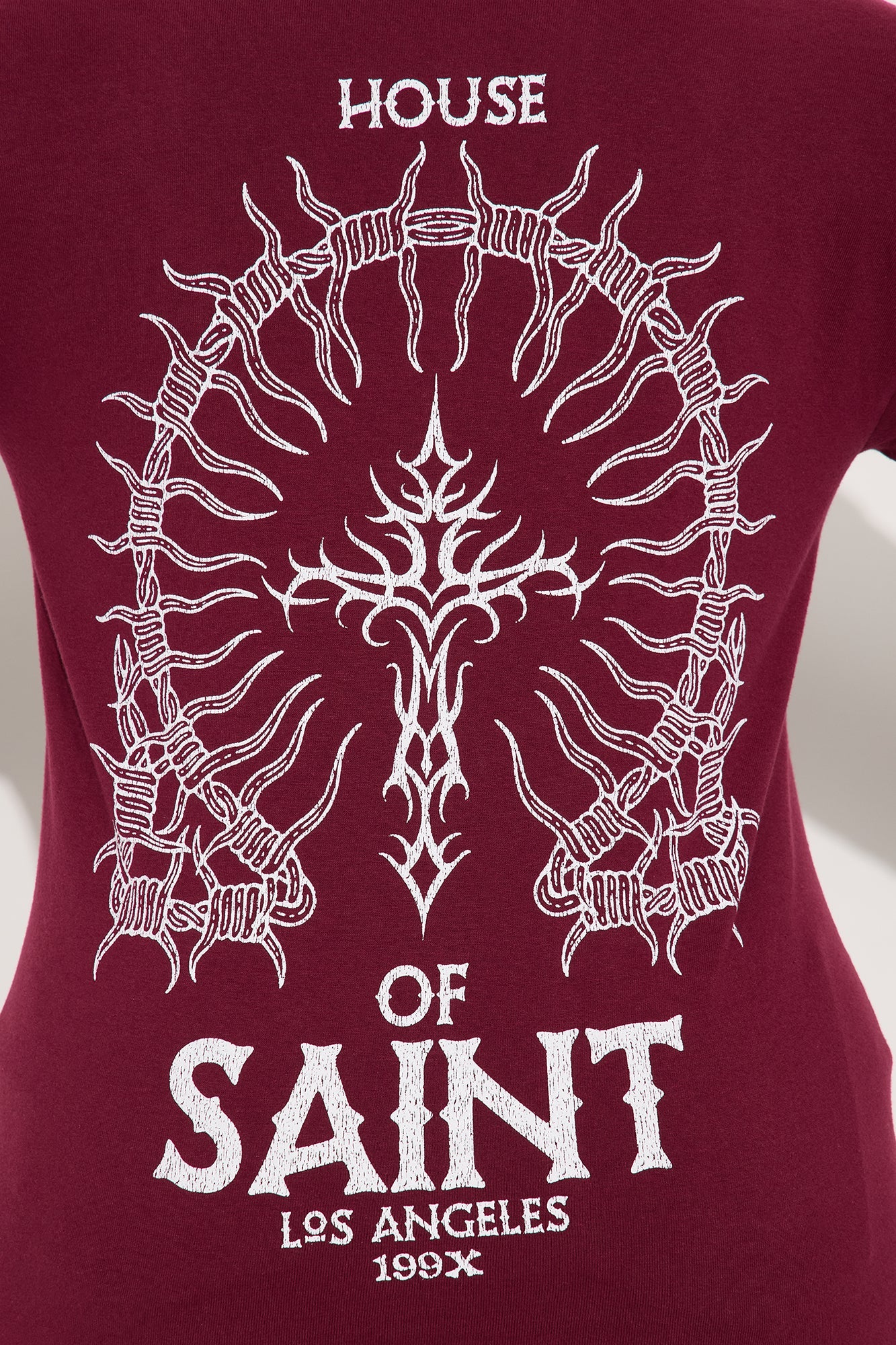 Cross Saint Front And Back Vintage Wash Tee - Burgundy