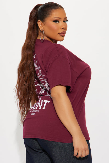 Cross Saint Front And Back Vintage Wash Tee - Burgundy