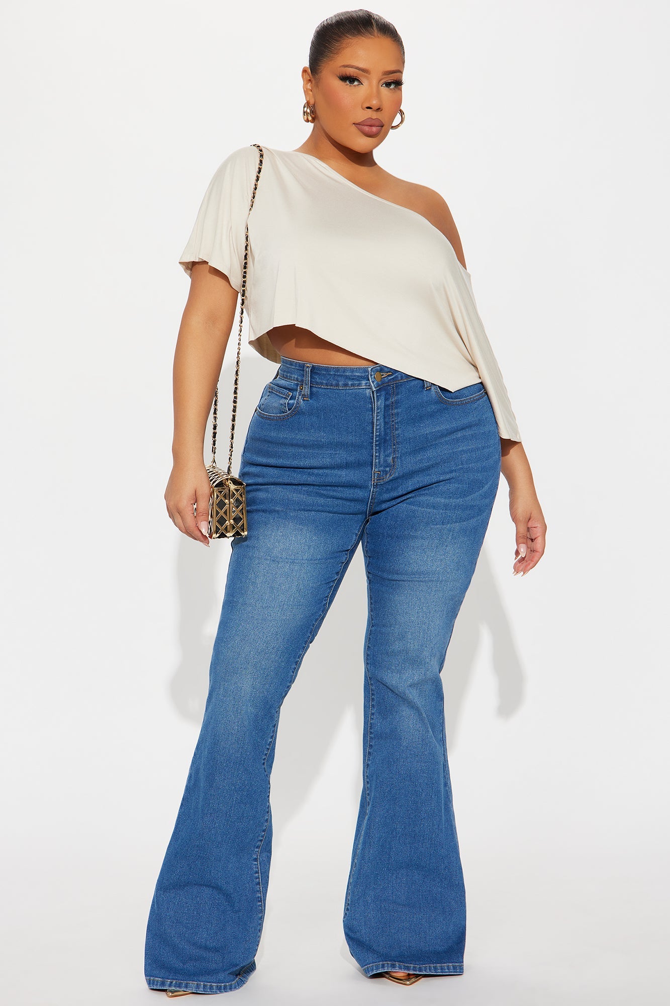 Modal Off Shoulder Cropped Top - Bone