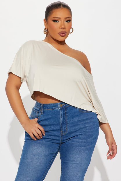 Modal Off Shoulder Cropped Top - Bone