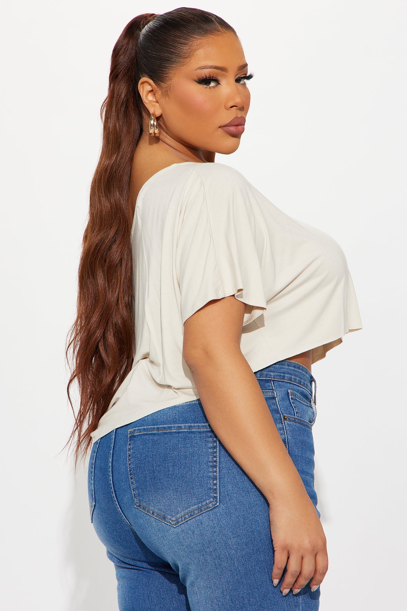Modal Off Shoulder Cropped Top - Bone