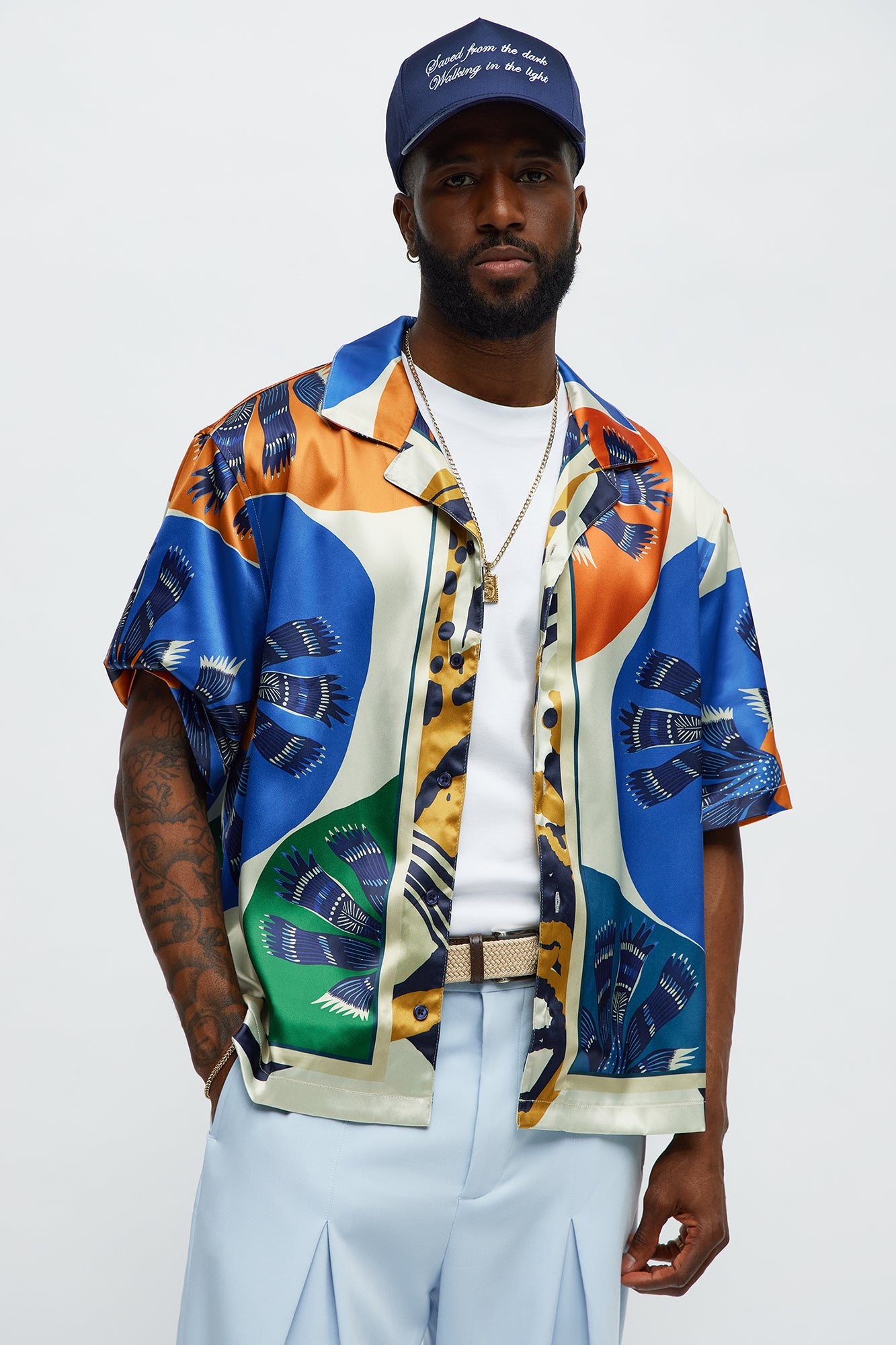 Relaxed Sea Vibe Cuban Collar Button Up Shirt - Multi Color