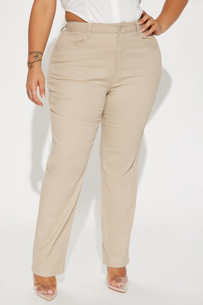 Straight Leg Uniform Pants - Khaki