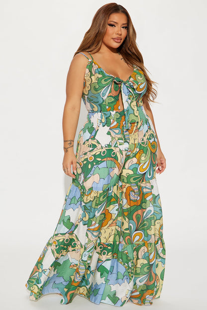 Kamiyah Printed Jumpsuit - Green/combo