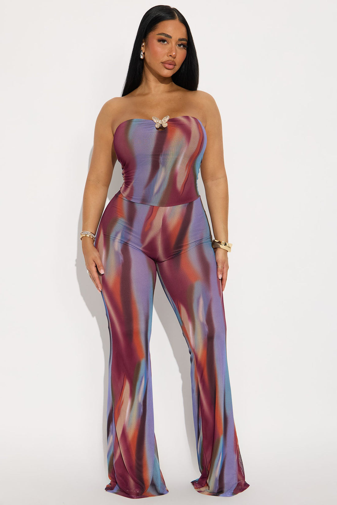 Darla Mesh Strapless Jumpsuit - Multi Color