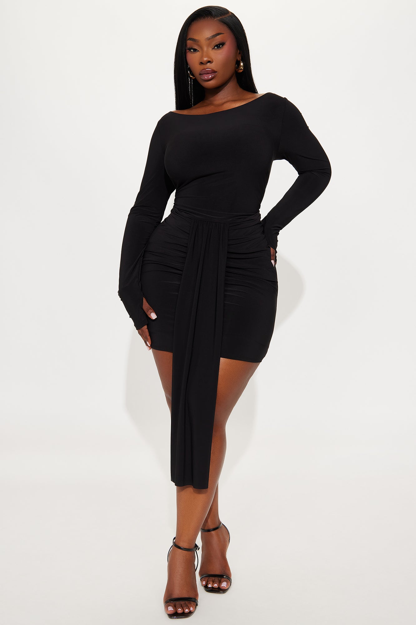 Dark Desire Long Sleeve Mini Dress - Black