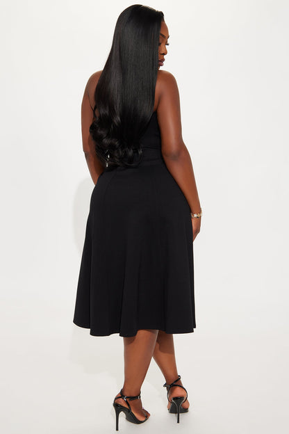 Mabel Ponte Midi Dress - Black