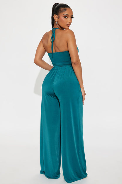 Living A Fairytale Halter Jumpsuit - Teal