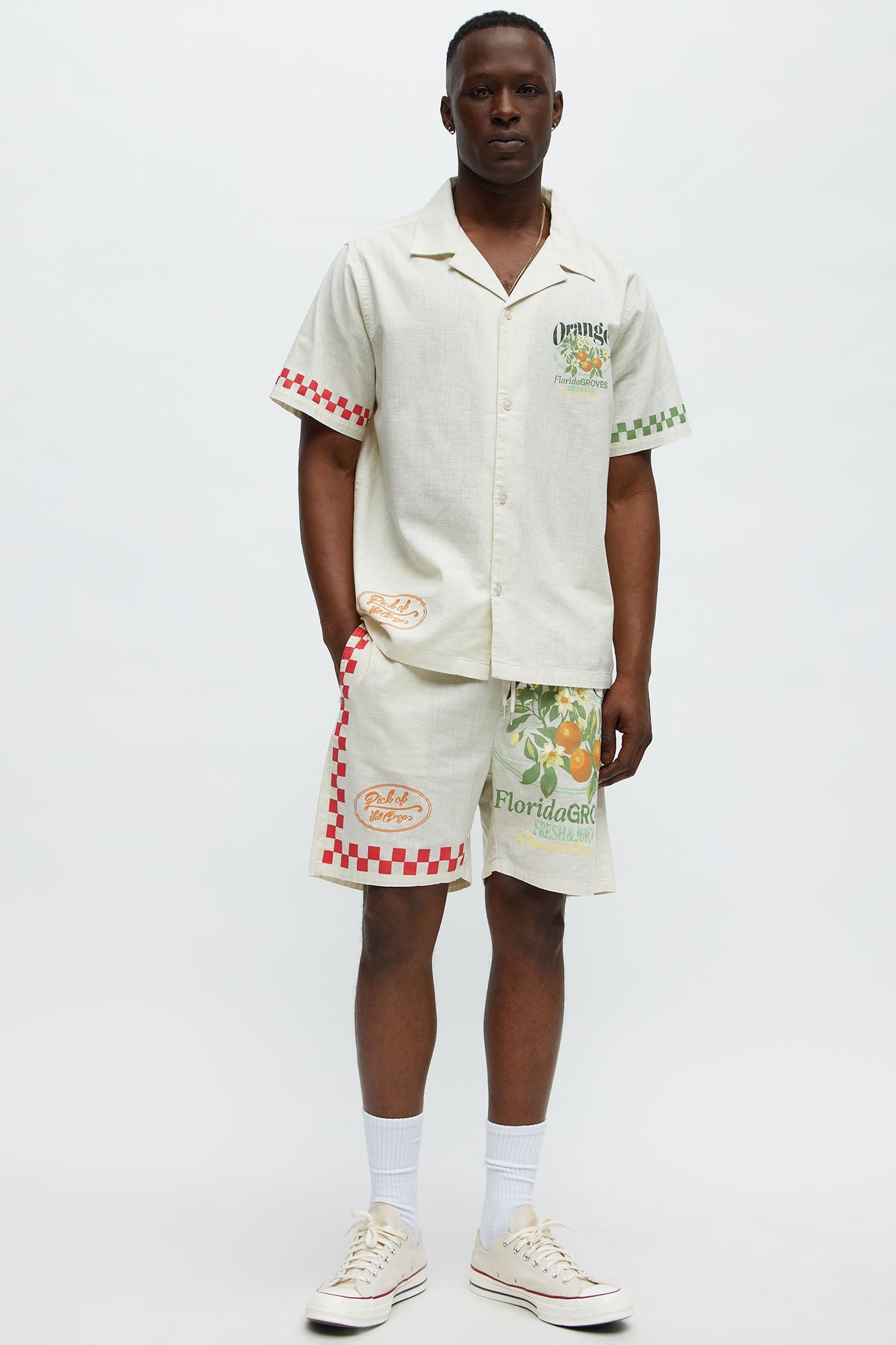 Florida Oranges Relaxed Drawstring Short - Cream