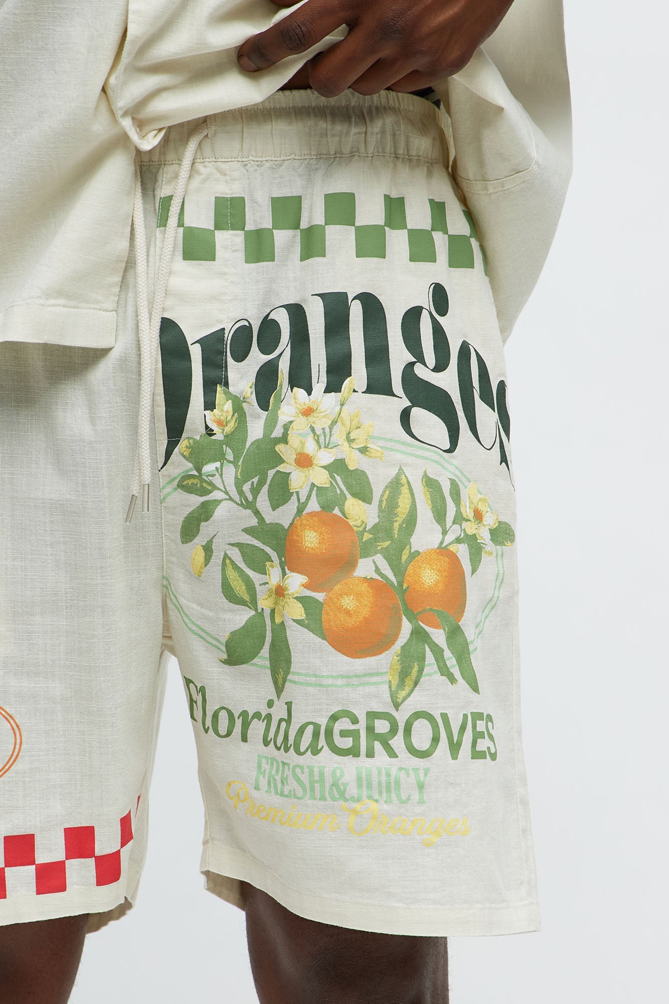 Florida Oranges Relaxed Drawstring Short - Cream