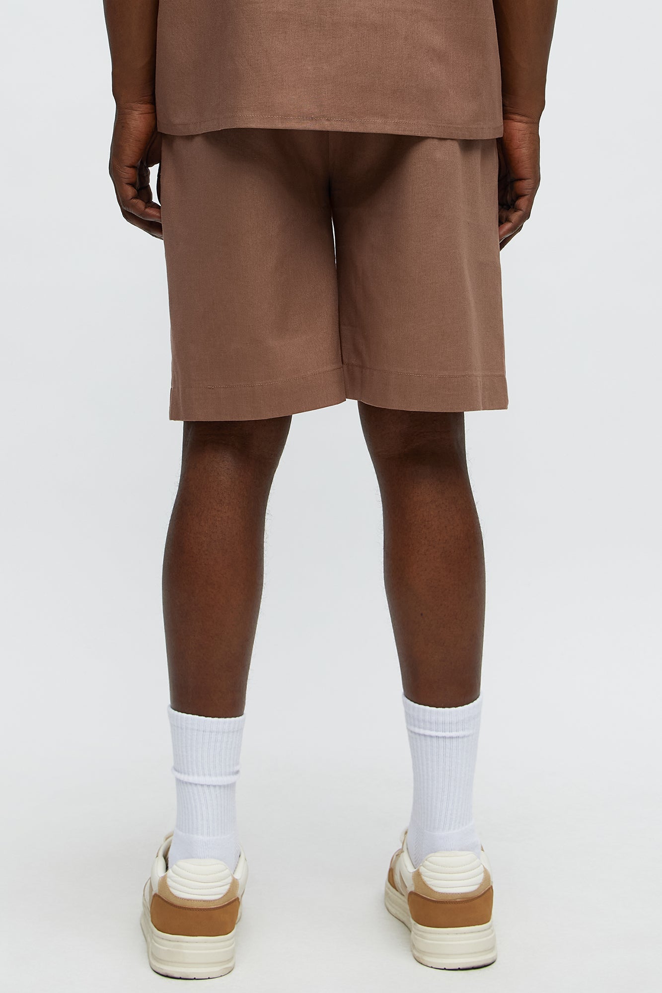 Chai Linen Like Relaxed Shorts - Brown