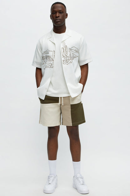 Blocked Again Shorts - Olive/combo