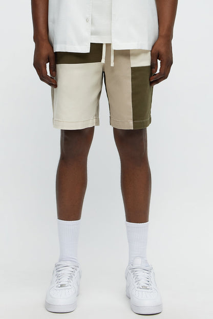 Blocked Again Shorts - Olive/combo