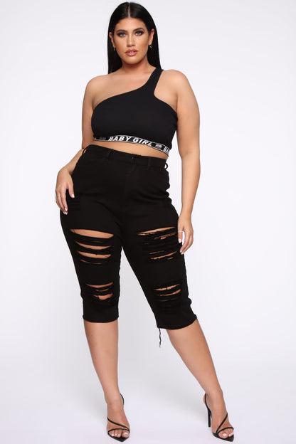 Live In My Skinny Denim Capri Jeans - Black