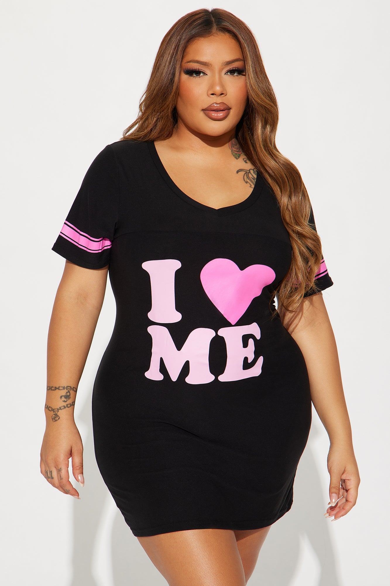 I Love Me PJ Sleep Shirt - Black/Pink