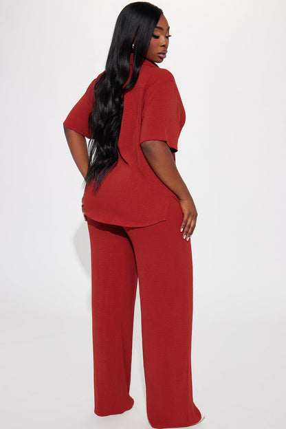 Makenzie Short Sleeve Pant Set - Rust