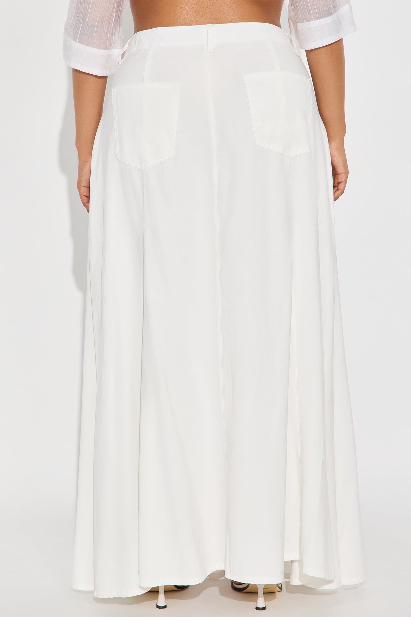 Harlow Maxi A Line Pleated Rayon Blend Skirt - Ivory