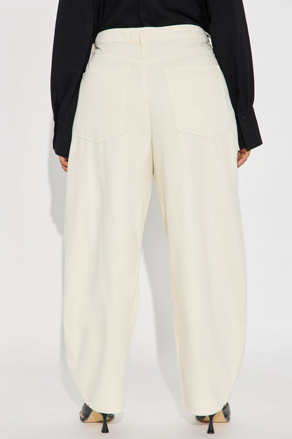 Alexandra Cargo Twill Wide Leg Barrel Pant - Cream