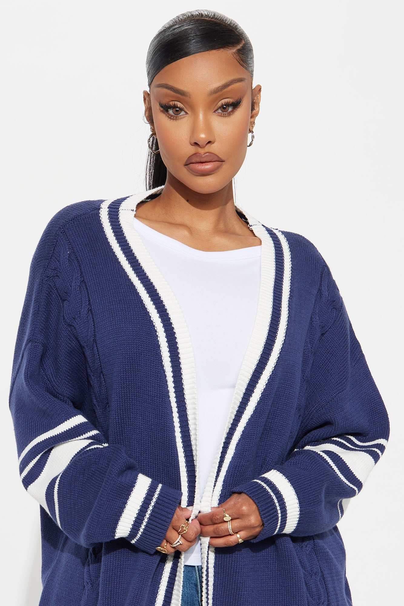 On The Bleachers Varsity Cardigan - Navy/combo