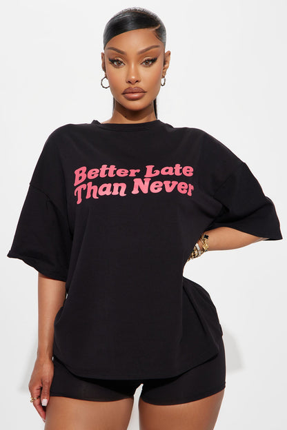 Better Late Than Never Short Set - Black/combo