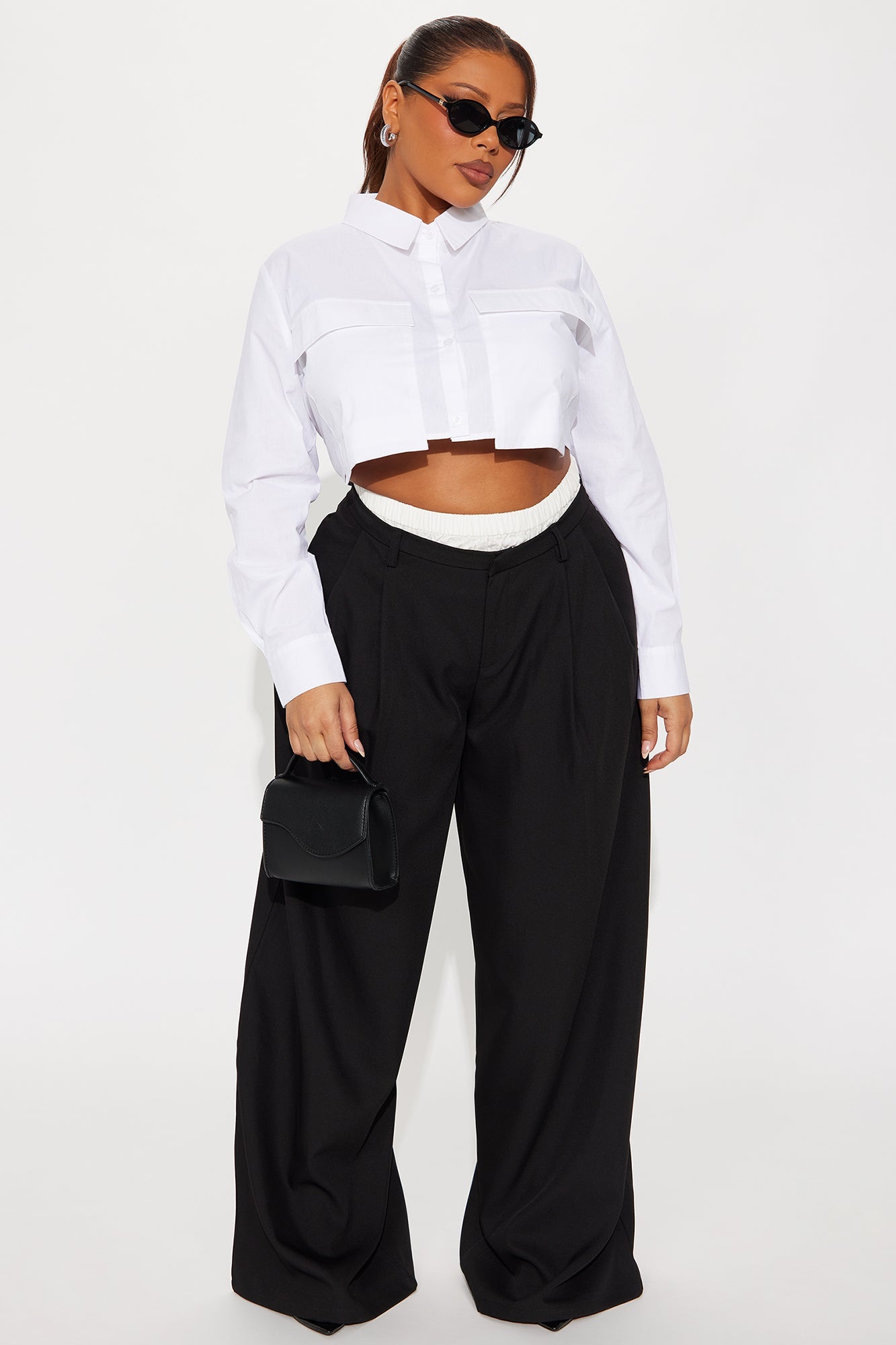 Setting Goals Double Waistband Trouser - Black