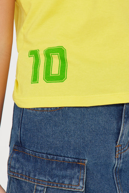 Mini Brazil Collared Short Sleeve Tee - Yellow