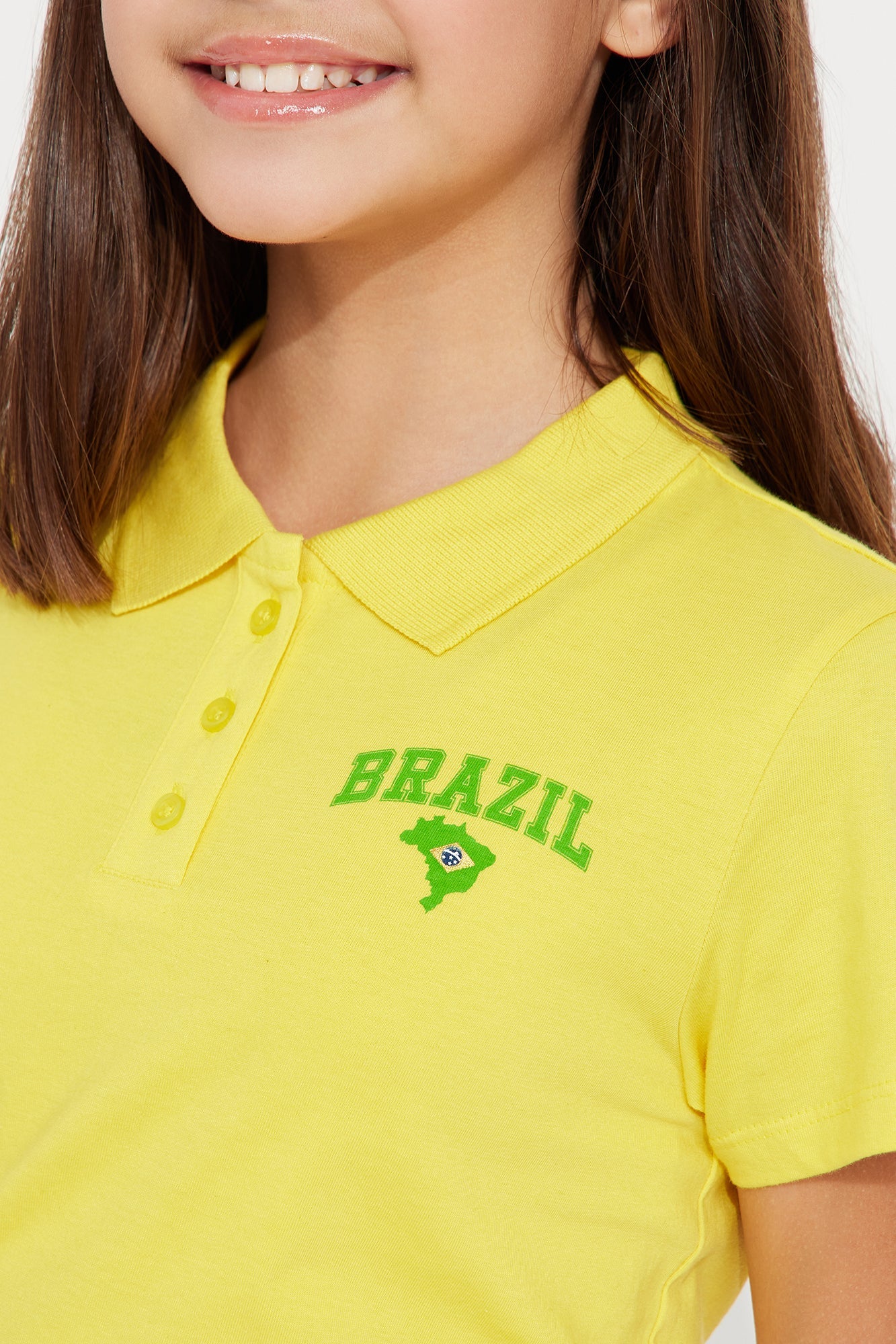 Mini Brazil Collared Short Sleeve Tee - Yellow