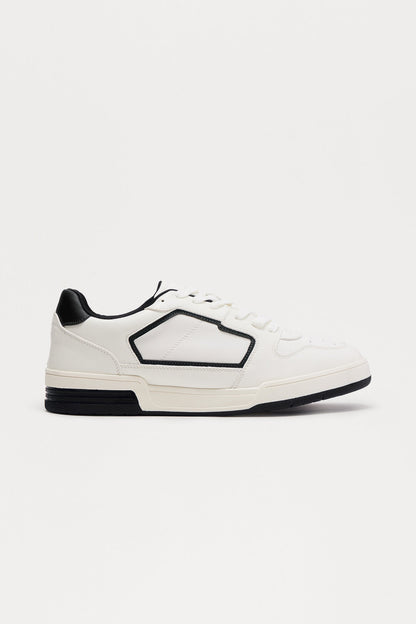 Ideal Low Top Lace Up Sneakers - White/Black