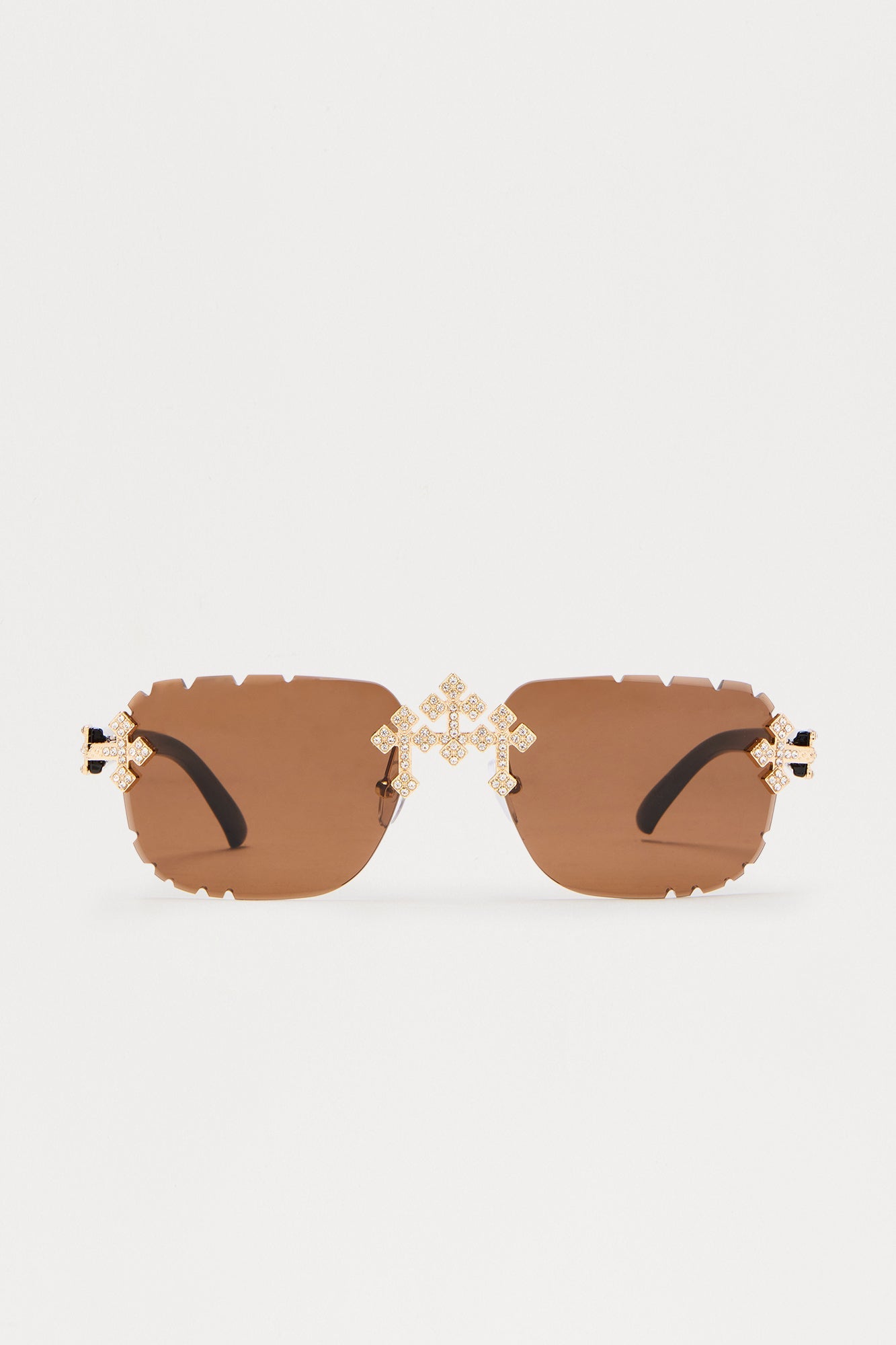 Iced Triple Cross Sunglasses - Black/Brown