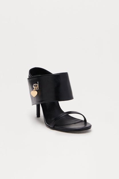 Arya Faux Leather Stiletto Heels - Black