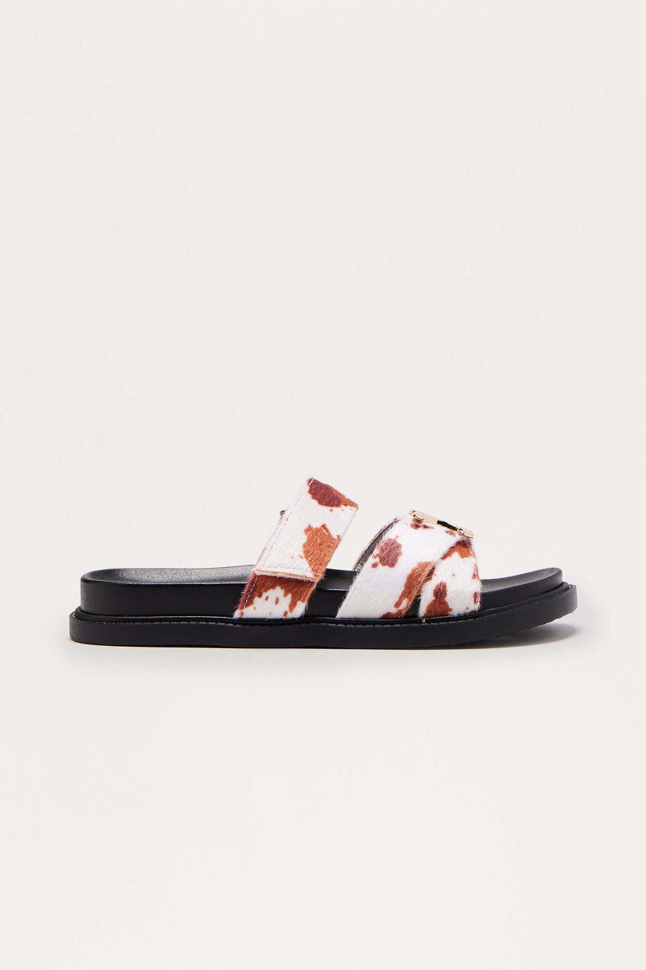 Owen Hardware Faux Suede Slides - Brown/combo