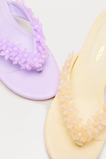 Chrishell Flower Thong Mules - Lavender