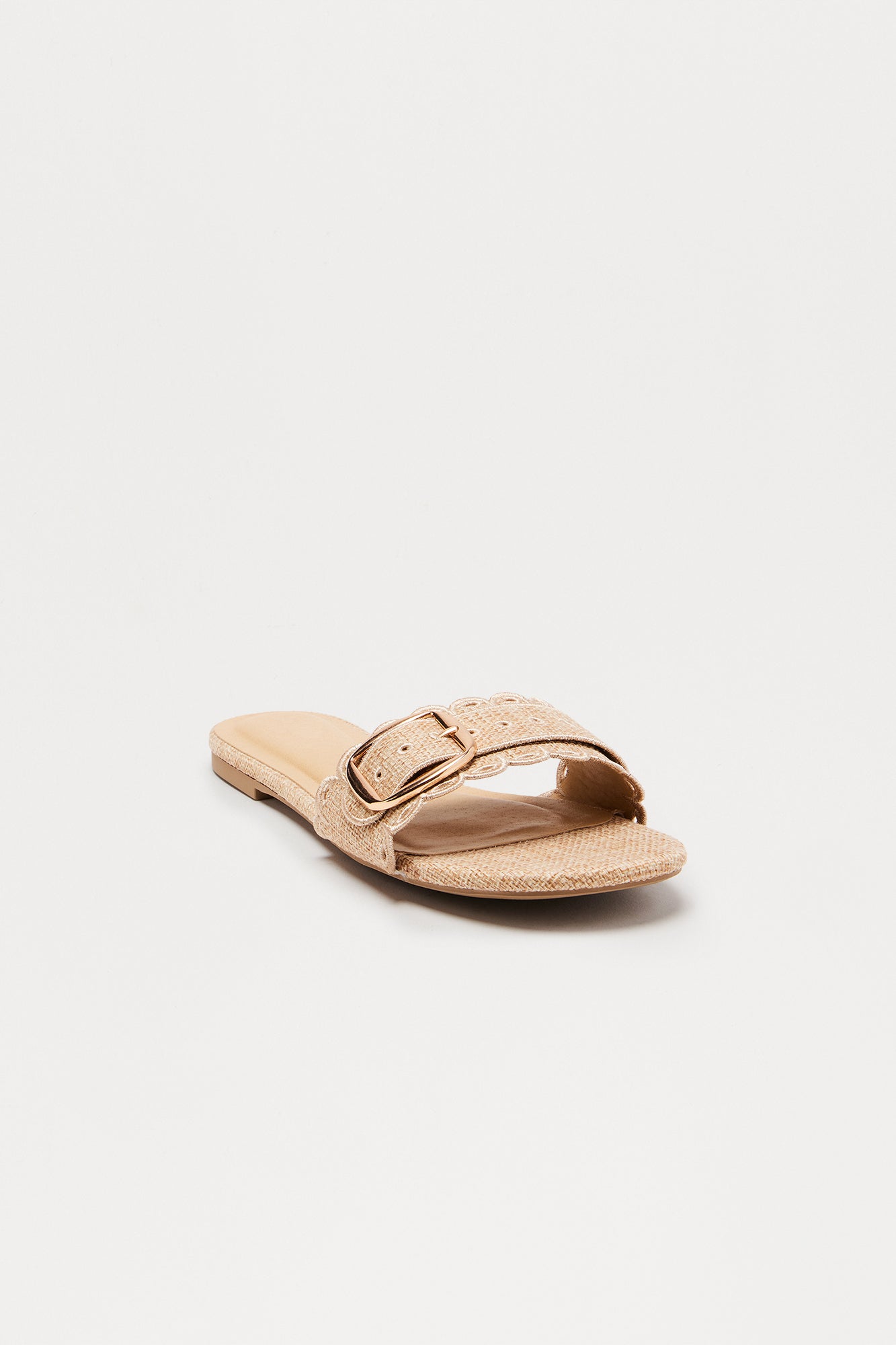 Nuala Buckle Slip On Sandals - Natural