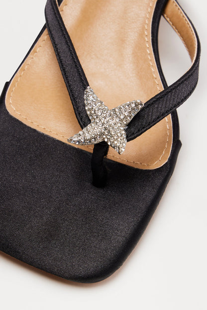 Ocean View Starfish Thong Mules - Black