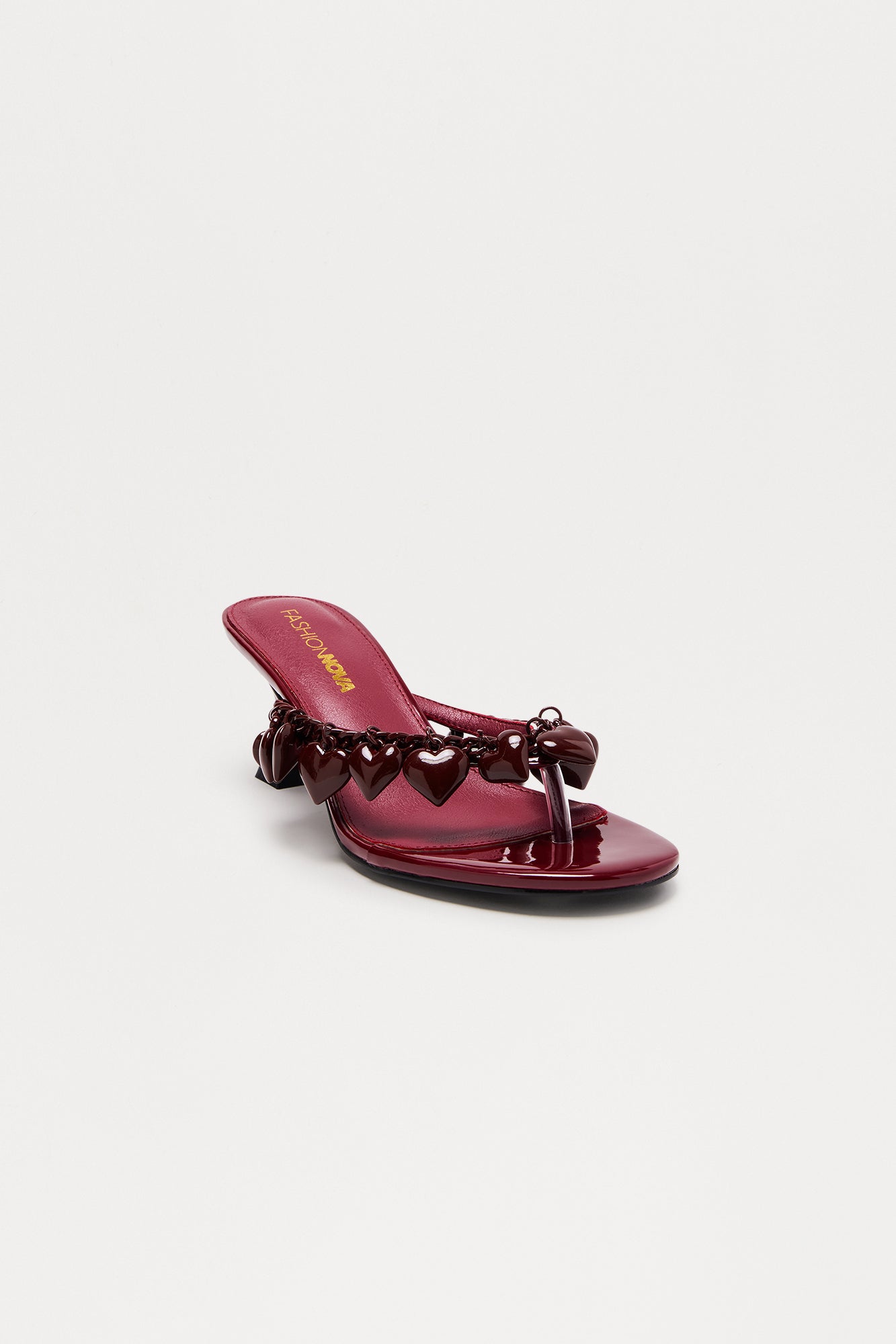 Renea Heart Thong Mules - Burgundy